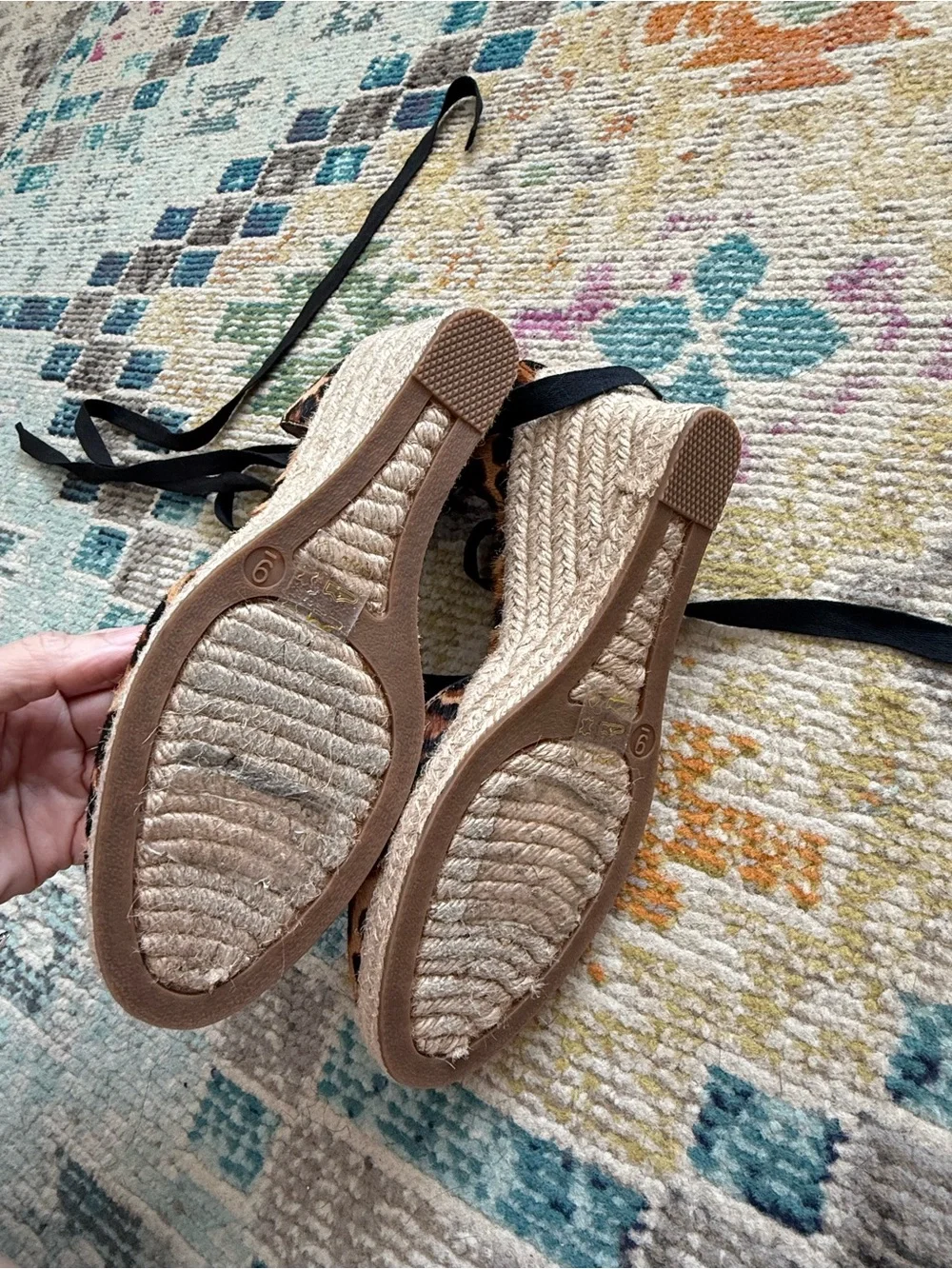 J. Crew Leopard Print Espadrille Wedges with Black Ankle Ties